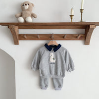 Load image into Gallery viewer, 2 Pieces Set Baby Unisex Cartoon Hoodies Swearshirts And Solid Color Pants Wholesale 230110244
