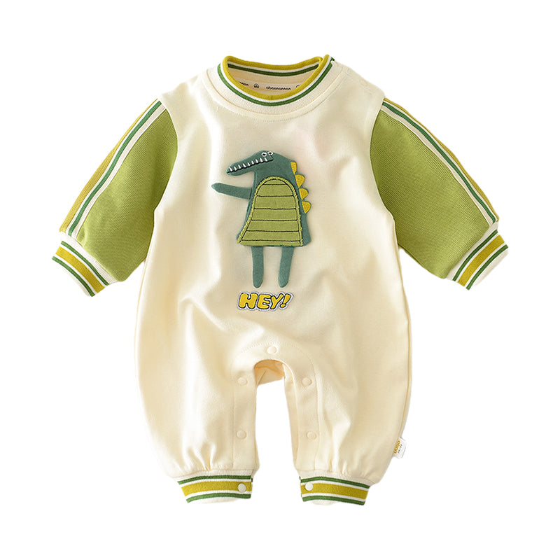 Baby Unisex Letters Color-blocking Dinosaur Jumpsuits Wholesale 230110254