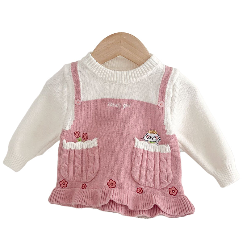 Baby Girls Flower Cartoon Crochet Sweaters Wholesale 230110257