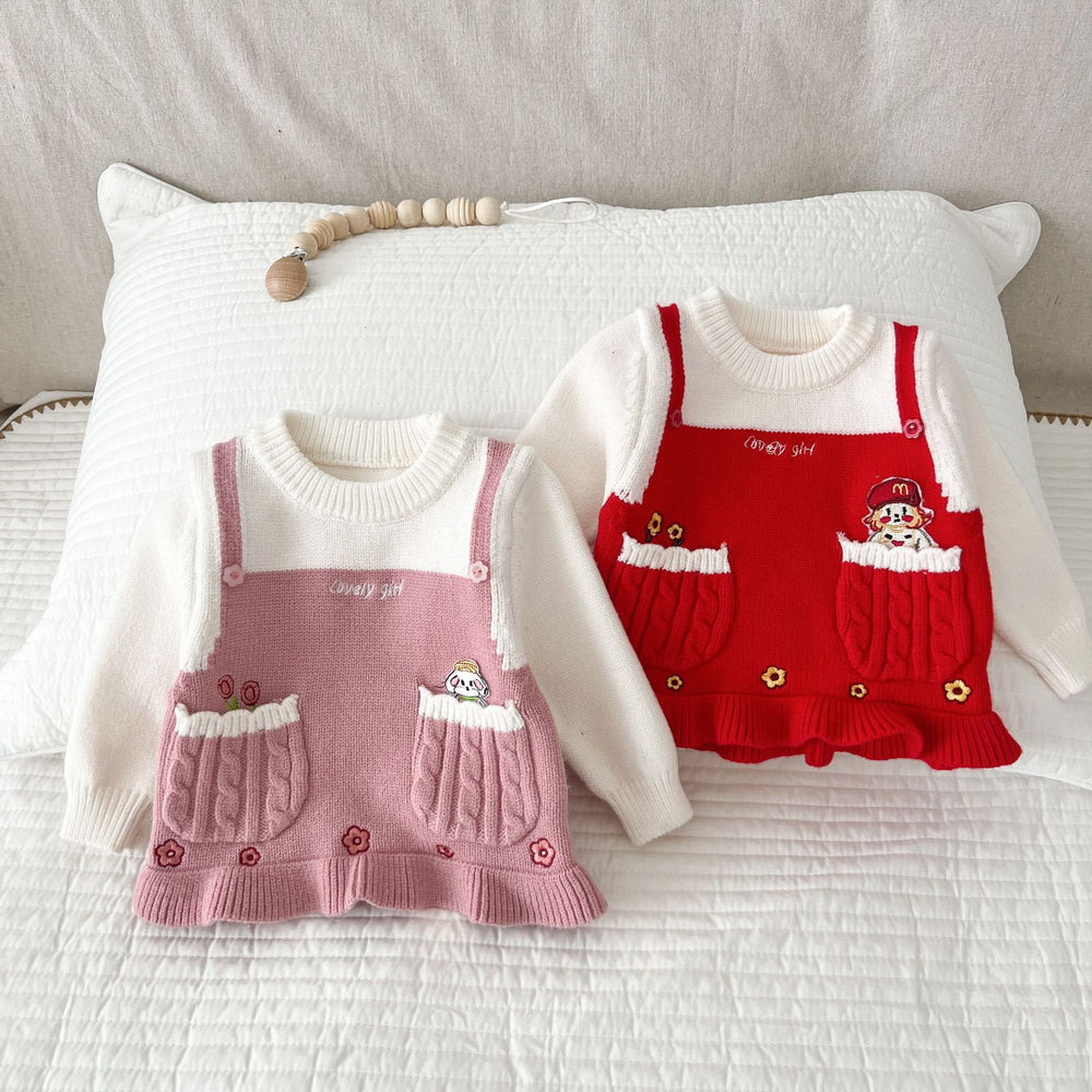 Baby Girls Flower Cartoon Crochet Sweaters Wholesale 230110257