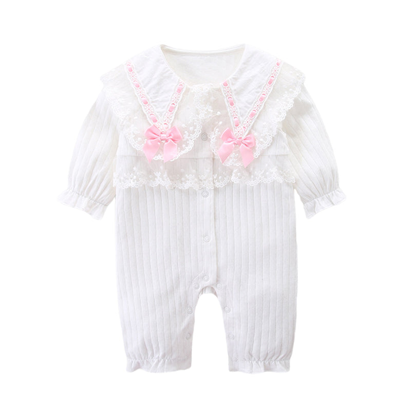 Baby Girls Flower Bow Embroidered Jumpsuits Wholesale 230110273
