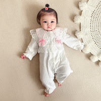 Load image into Gallery viewer, Baby Girls Flower Bow Embroidered Jumpsuits Wholesale 230110273
