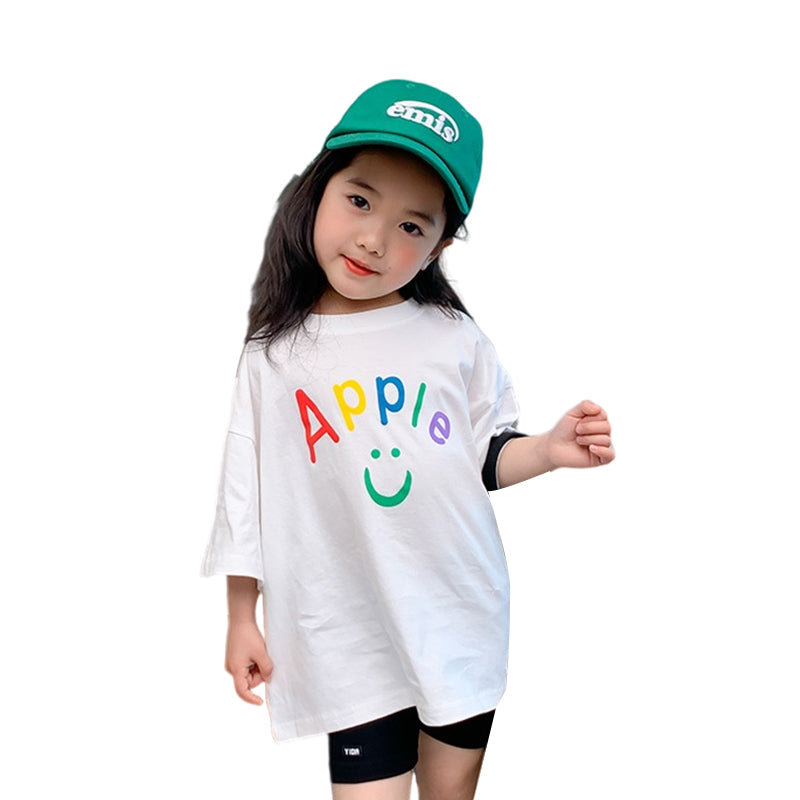 Baby Kid Girls Letters Expression Print T-Shirts Wholesale 23011033