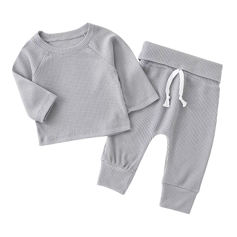 2 Pieces Set Baby Unisex Solid Color Tops And Pants Wholesale 23011046