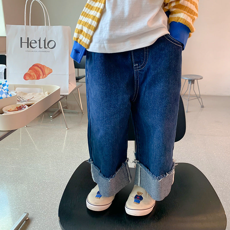 Baby Kid Unisex Color-blocking Jeans Wholesale 23011056