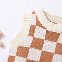 Load image into Gallery viewer, 2 Pieces Set Baby Kid Unisex Checked Crochet Sweaters And Shorts Wholesale 23011064
