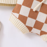 Load image into Gallery viewer, 2 Pieces Set Baby Kid Unisex Checked Crochet Sweaters And Shorts Wholesale 23011064
