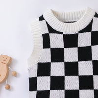 Load image into Gallery viewer, 2 Pieces Set Baby Kid Unisex Checked Crochet Sweaters And Shorts Wholesale 23011064
