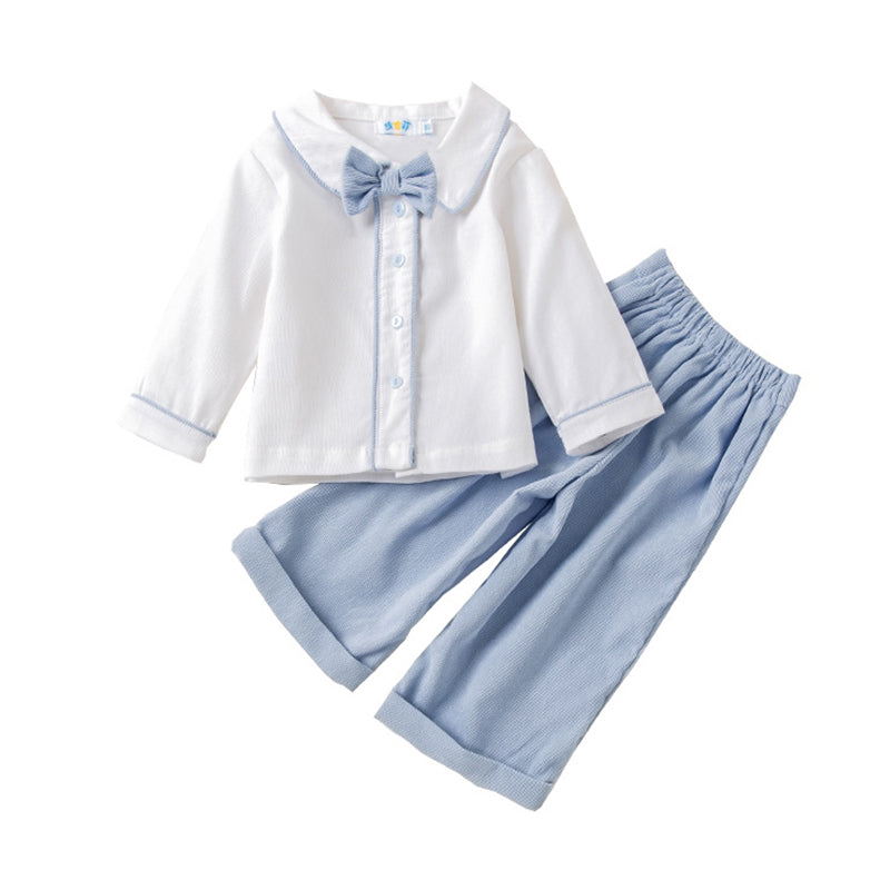 2 Pieces Set Baby Boys Bow Shirts And Solid Color Pants Wholesale 23011070