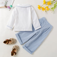 Load image into Gallery viewer, 2 Pieces Set Baby Boys Bow Shirts And Solid Color Pants Wholesale 23011070
