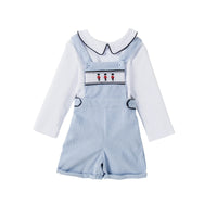 Load image into Gallery viewer, 2 Pieces Set Baby Kid Boys Solid Color Tops And Embroidered Rompers Wholesale 23011072
