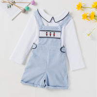 Load image into Gallery viewer, 2 Pieces Set Baby Kid Boys Solid Color Tops And Embroidered Rompers Wholesale 23011072
