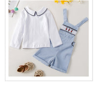 Load image into Gallery viewer, 2 Pieces Set Baby Kid Boys Solid Color Tops And Embroidered Rompers Wholesale 23011072

