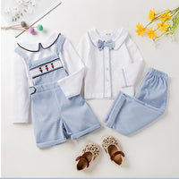 Load image into Gallery viewer, 2 Pieces Set Baby Kid Boys Solid Color Tops And Embroidered Rompers Wholesale 23011072
