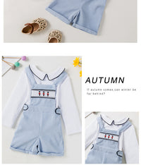 Load image into Gallery viewer, 2 Pieces Set Baby Kid Boys Solid Color Tops And Embroidered Rompers Wholesale 23011072
