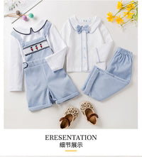 Load image into Gallery viewer, 2 Pieces Set Baby Kid Boys Solid Color Tops And Embroidered Rompers Wholesale 23011072
