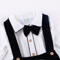 Load image into Gallery viewer, 3 Pieces Set Baby Kid Boys Christmas Solid Color Bow Shirts And Jumpsuits And Hats Wholesale 23011080
