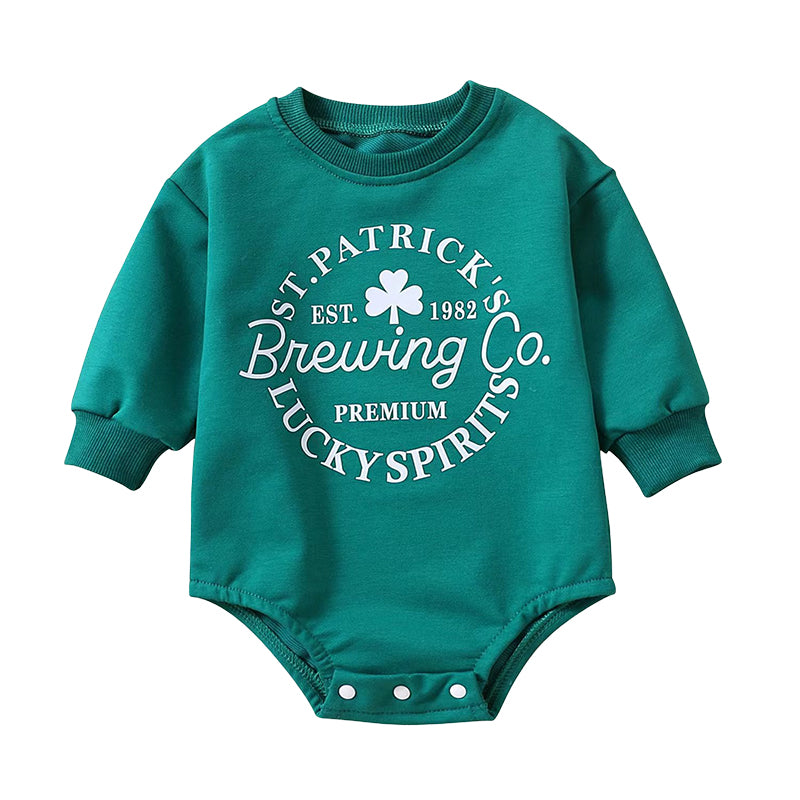 Baby Unisex Letters Print St Patrick's Day Rompers Wholesale 23011084