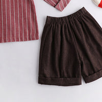 Load image into Gallery viewer, 2 Pieces Set Kid Boys Striped Shirts And Solid Color Shorts Wholesale 23011093
