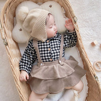 Load image into Gallery viewer, Baby Girls Solid Color Checked Print Rompers Wholesale 23011112
