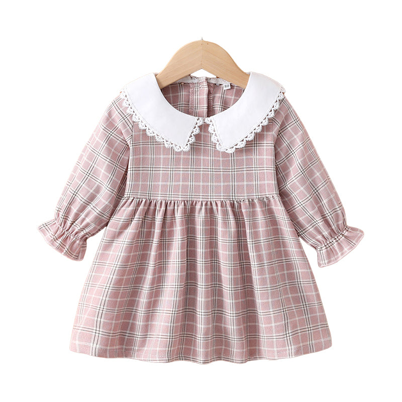 Baby Girls Checked Dresses Wholesale 230111127