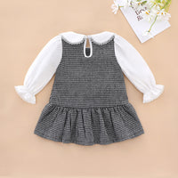 Load image into Gallery viewer, Baby Girls Color-blocking Houndstooth Bow Dresses Wholesale 230111136
