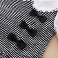 Load image into Gallery viewer, Baby Girls Color-blocking Houndstooth Bow Dresses Wholesale 230111136
