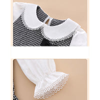 Load image into Gallery viewer, Baby Girls Color-blocking Houndstooth Bow Dresses Wholesale 230111136
