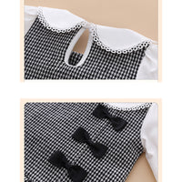 Load image into Gallery viewer, Baby Girls Color-blocking Houndstooth Bow Dresses Wholesale 230111136
