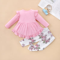 Load image into Gallery viewer, 2 Pieces Set Baby Girls Solid Color Tops And Flower Pants Wholesale 230111138
