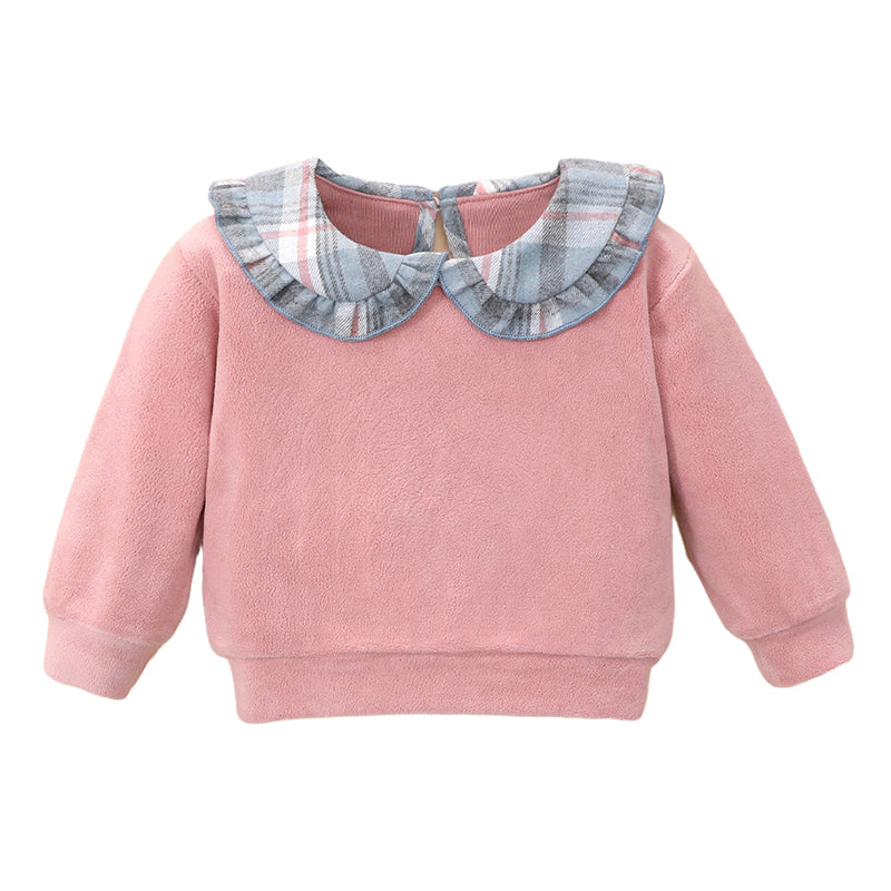 Baby Girls Color-blocking Checked Tops Wholesale 230111146