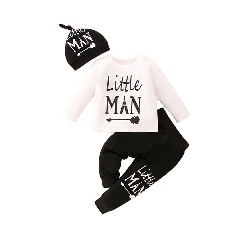 3 Pieces Set Baby Boys Letters Print Tops Pants And Hats Wholesale 230111150