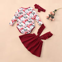 Load image into Gallery viewer, 3 Pieces Set Baby Girls Flower Rompers Solid Color Dresses And Bow Headwear Wholesale 230111152
