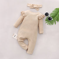 Load image into Gallery viewer, Baby Girls Solid Color Muslin&amp;Ribbed Jumpsuits Wholesale 230111158

