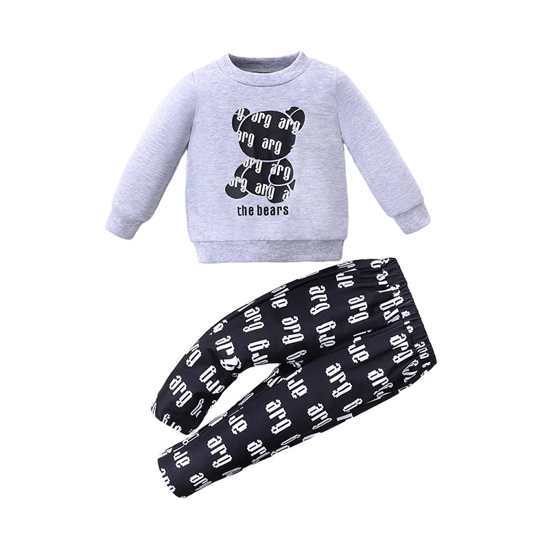 2 Pieces Set Baby Boys Cartoon Print Hoodies Sweatshirts And Letters Pants Wholesale 230111161