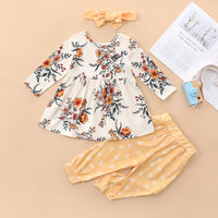 Load image into Gallery viewer, 3 Pieces Set Baby Girls Flower Tops Pants And Bow Headwear Wholesale 230111166
