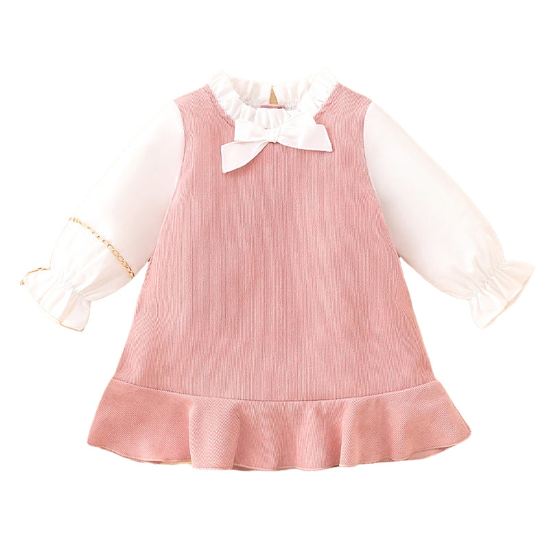 Baby Girls Color-blocking Dresses Wholesale 230111187
