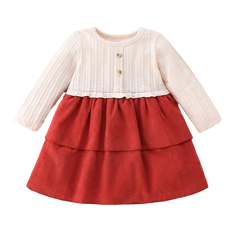 Baby Girls Color-blocking Dresses Wholesale 230111188