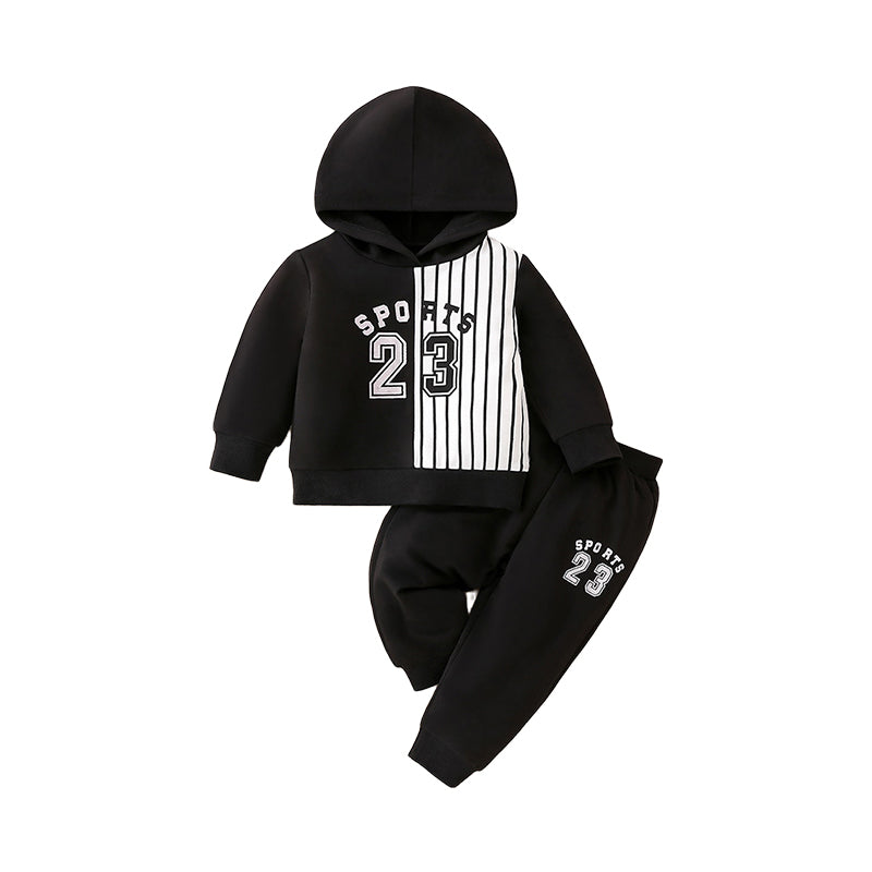 2 Pieces Set Baby Boys Striped Hoodies Sweatshirts And Letters Pants Wholesale 230111193