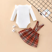 Load image into Gallery viewer, 2 Pieces Set Baby Girls Bow Rompers And Checked Dresses Wholesale 230111194
