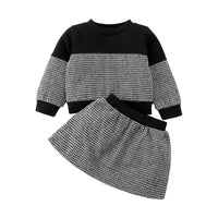 Load image into Gallery viewer, 2 Pieces Set Baby Girls Color-blocking Houndstooth Tops And Skirts Wholesale 230111197
