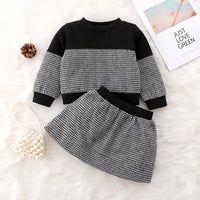Load image into Gallery viewer, 2 Pieces Set Baby Girls Color-blocking Houndstooth Tops And Skirts Wholesale 230111197
