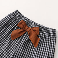 Load image into Gallery viewer, 2 Pieces Set Baby Girls Solid Color Tops And Bow Checked Pants Wholesale 230111198
