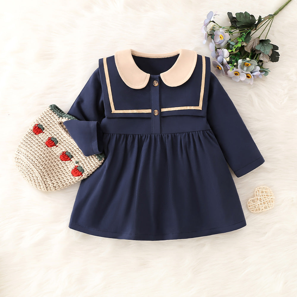Baby Girls Color-blocking Dresses Wholesale 230111209