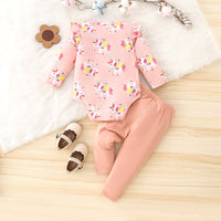 Load image into Gallery viewer, 2 Pieces Set Baby Girls Cartoon Print Rompers And Bow Pants Wholesale 230111211
