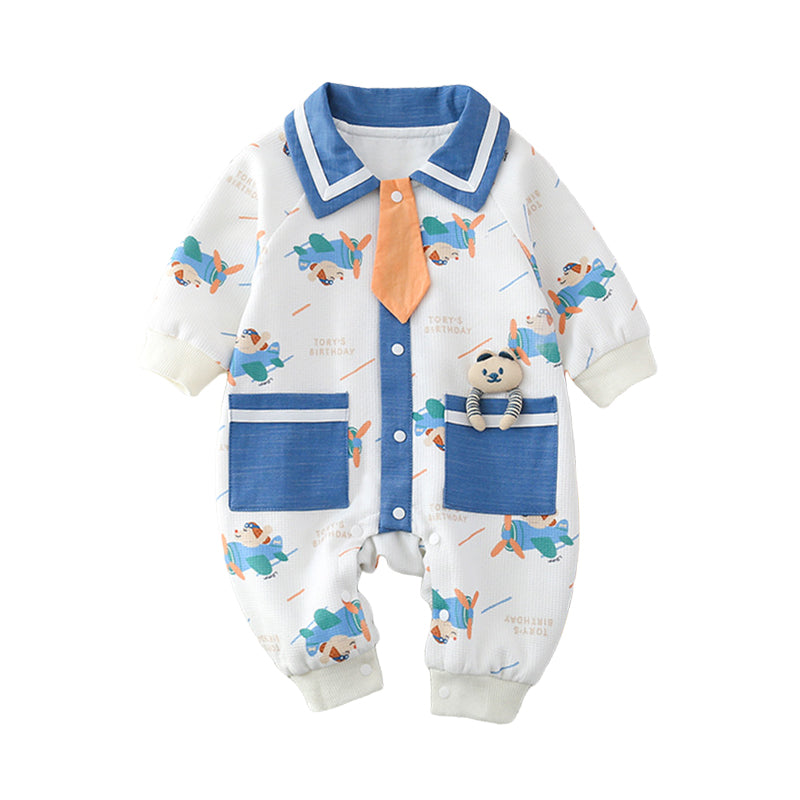 Baby Boys Cartoon Print Jumpsuits Wholesale 230111238