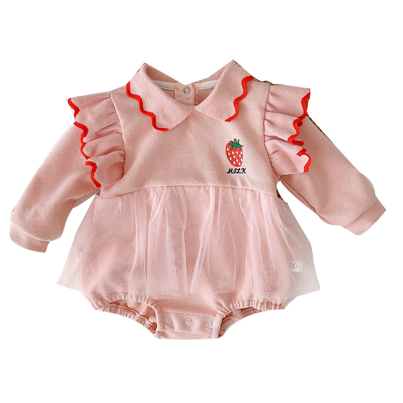 Baby Girls Letters Fruit Rompers Wholesale 23011124