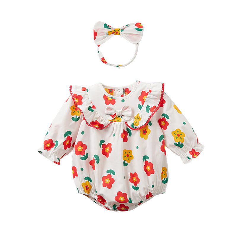 Baby Girls Flower Print Rompers Wholesale 230111244