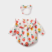 Load image into Gallery viewer, Baby Girls Flower Print Rompers Wholesale 230111244
