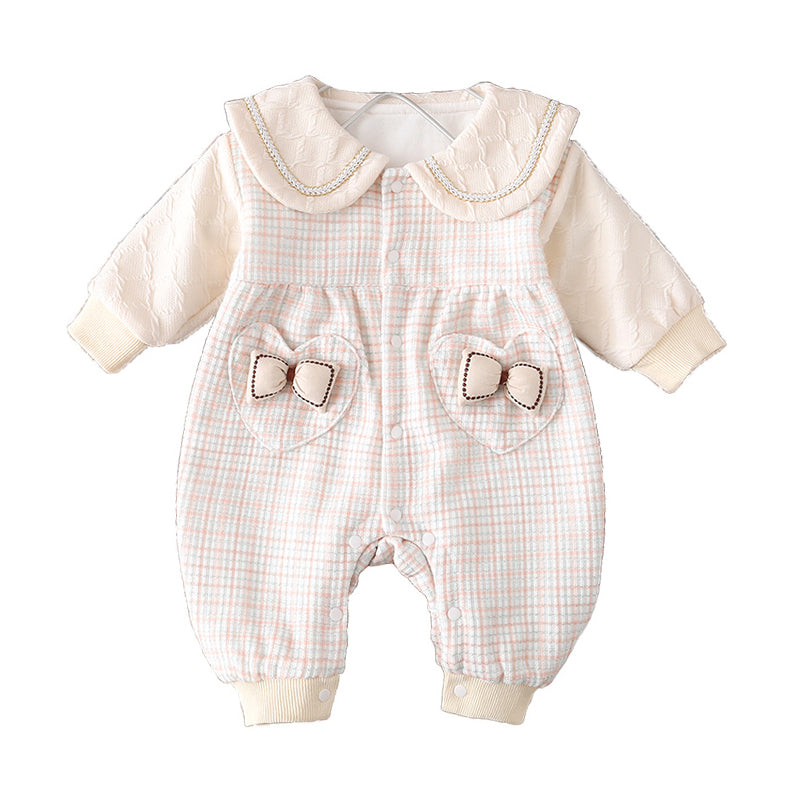 Baby Girls Checked Bow Jumpsuits Wholesale 230111304
